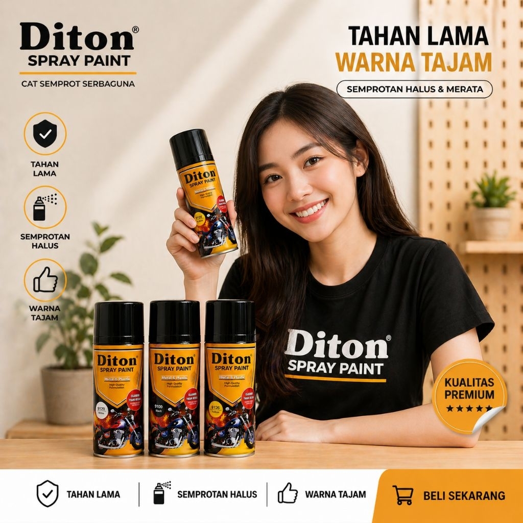 DITON PREMIUM 400 ml cc / Cat Semprot Diton Premium / Pilok Black Hitam Diton Premium