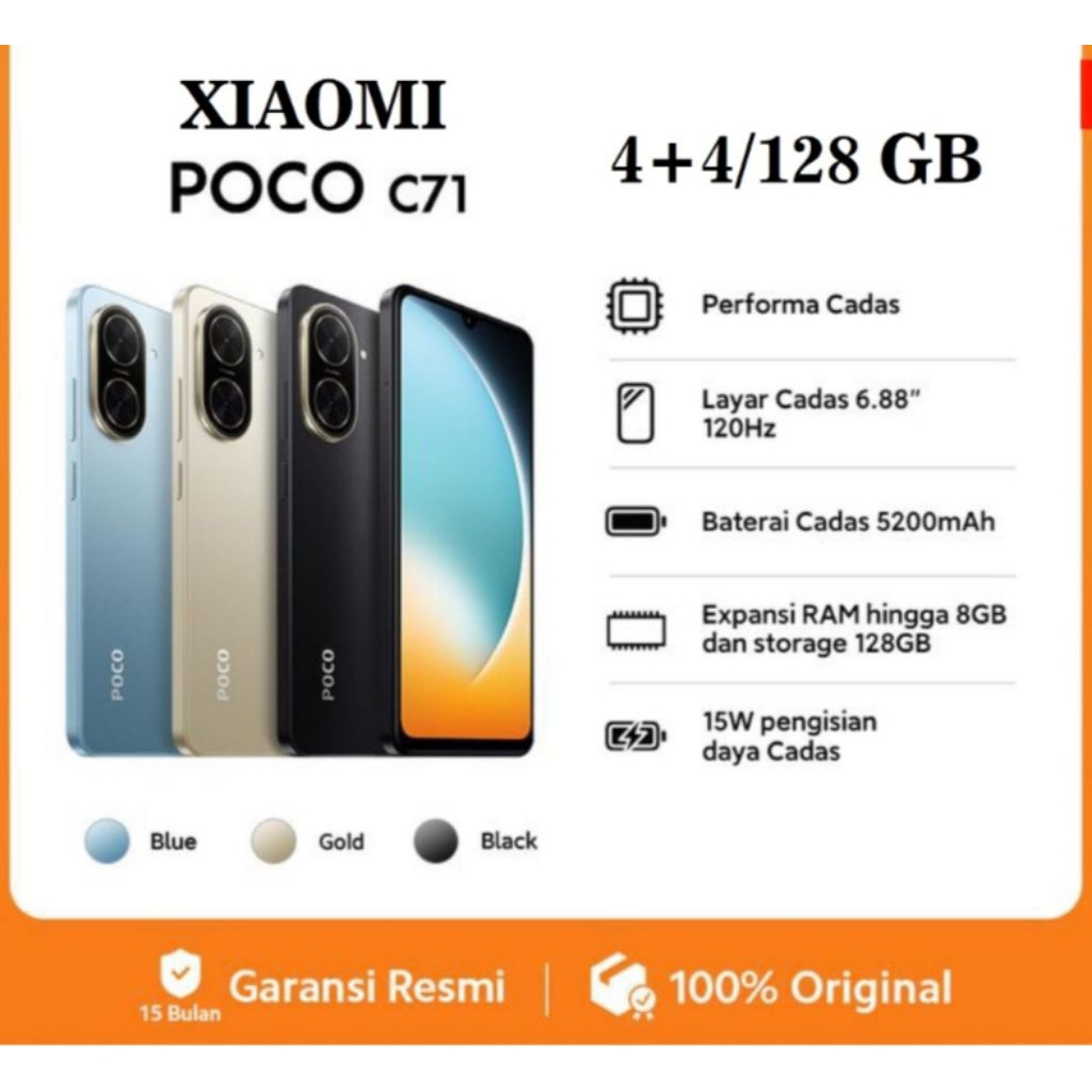 Xiaomi POCO C71 4/128 – Desain Tipis, Kamera AI, Baterai Besar