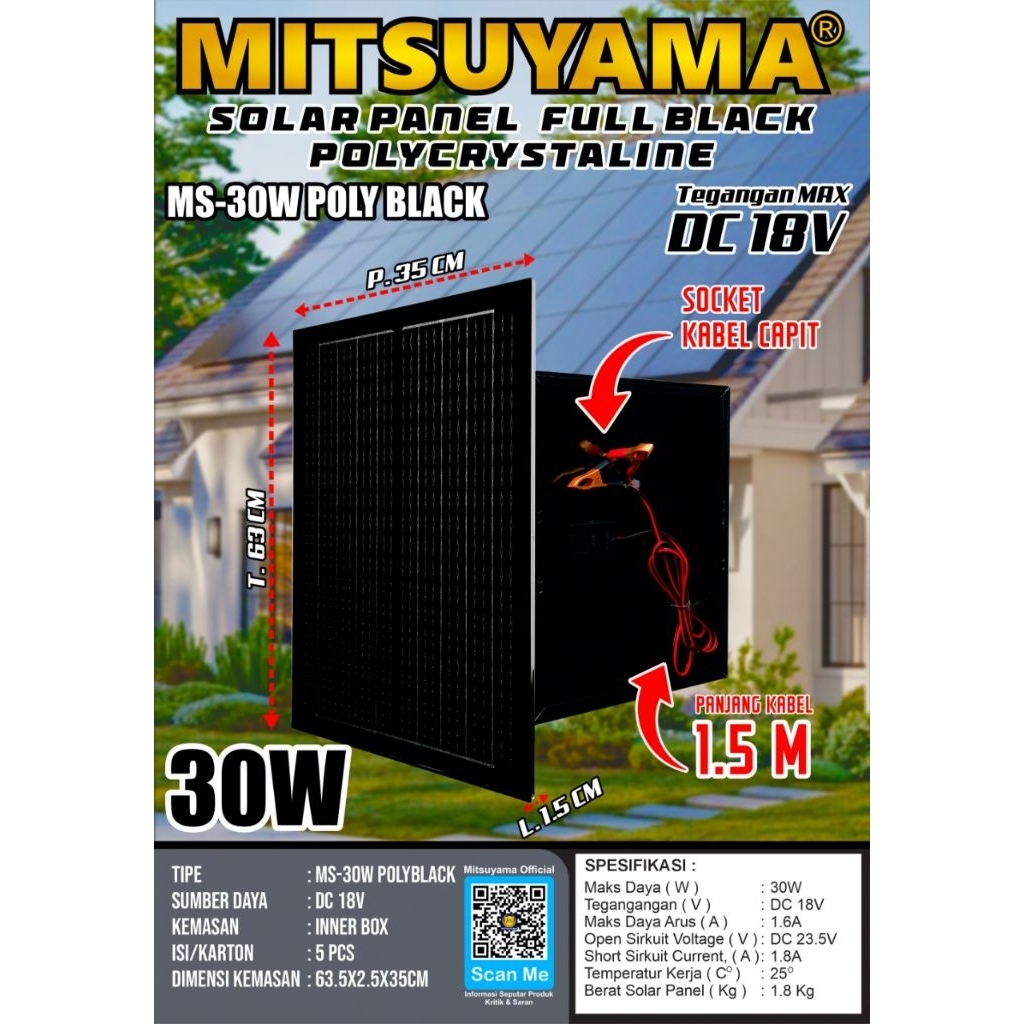 Solar Panel Solar Cell Panel Surya 30wp Polycrystalline 30wp Poly