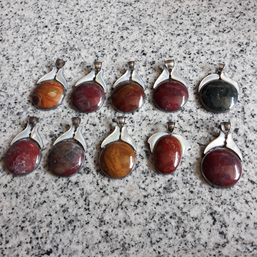 Liontin batu akik natural iket perak