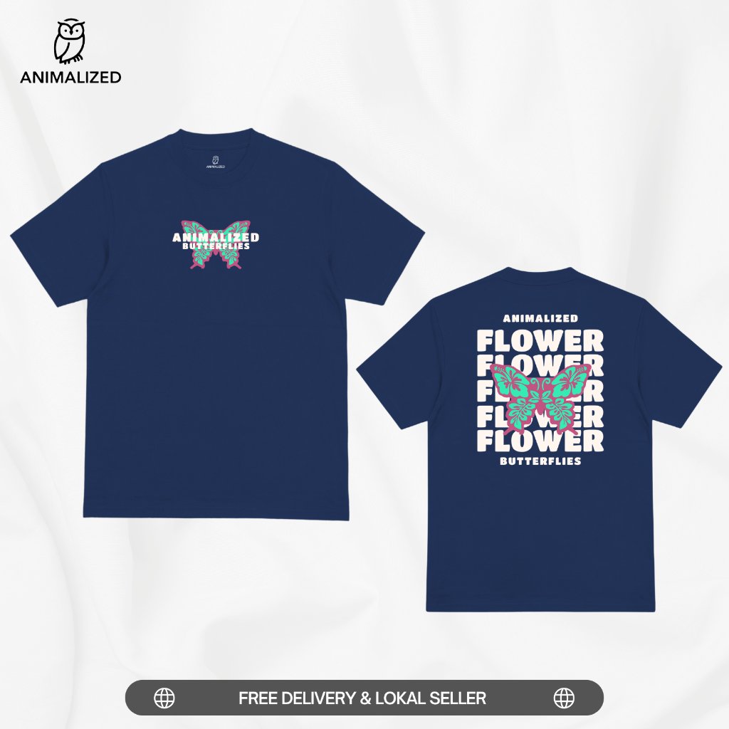Animalized Kaos Pria Baju Kupu Kupu Butterfly Flower
