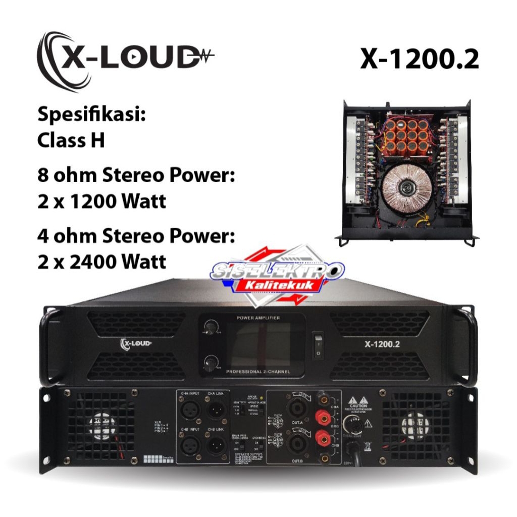power amplifier xloud x12002 power xloud x-1200.2 class h