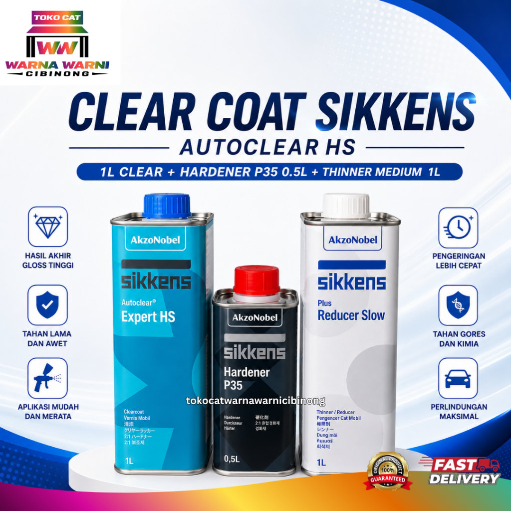 CLEAR COAT SIKKENS AUTOCLEAR HS 1.L HARDENER P35 0.5L + THINNER SIKKENS MEDIUM 1L