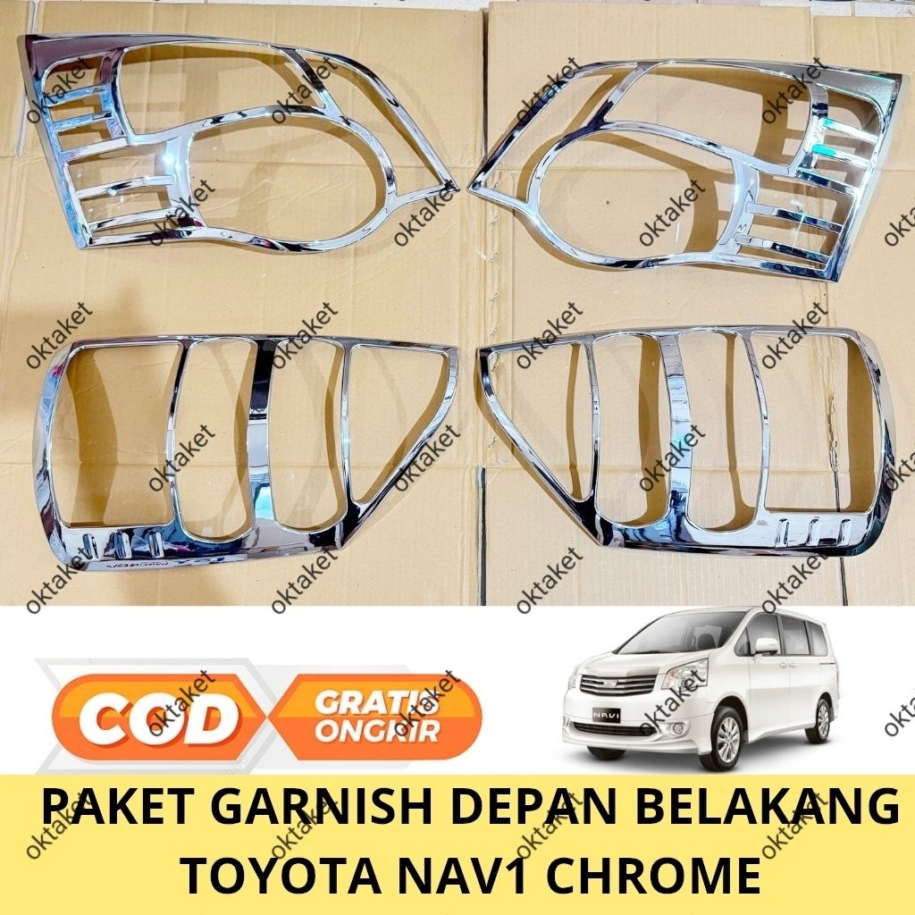 Paket Garnish Lampu Depan Belakang Toyota NAV1 NAV 1 Chrome