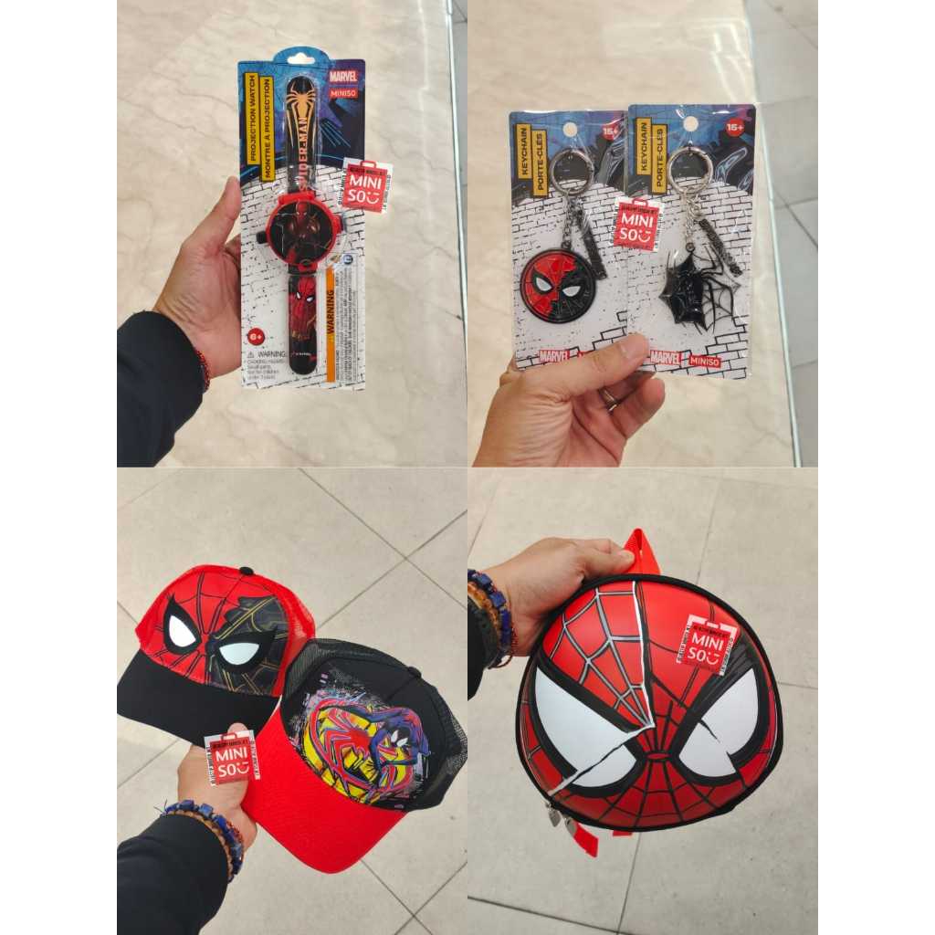 MINISO Tas Ransel Anak Ultra Light Safety (21x9x18cm)/ Gantungan Kunci / Metal Keychain (SPIDER WEB 