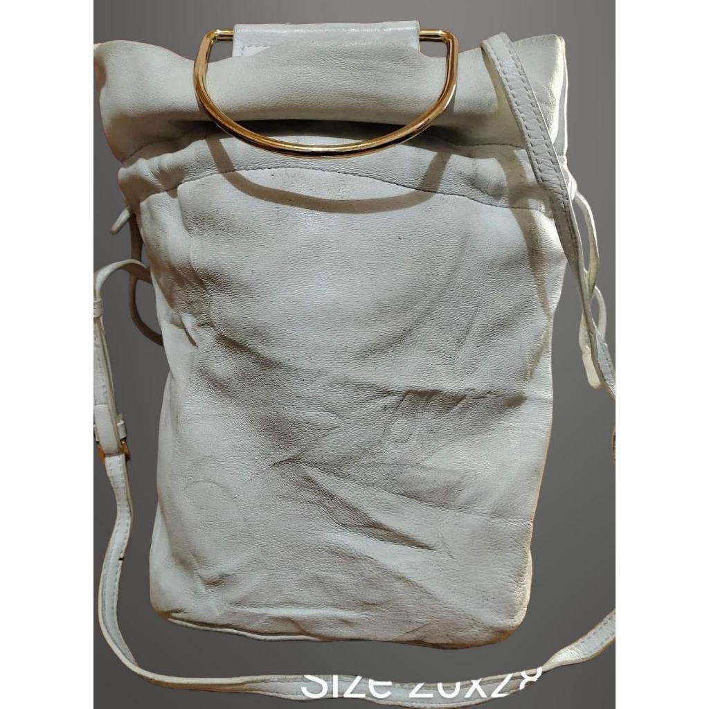 preloved tas serut kulit asli/leather bucket/drawstring bag