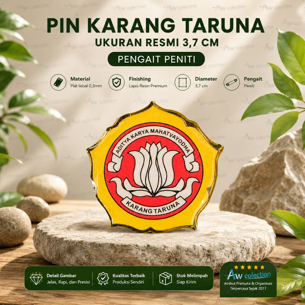 Pin Karang Taruna Segi 5 Premium | Pin Logo Karang Taruna Metal Berkualitas Tinggi untuk Seragam dan
