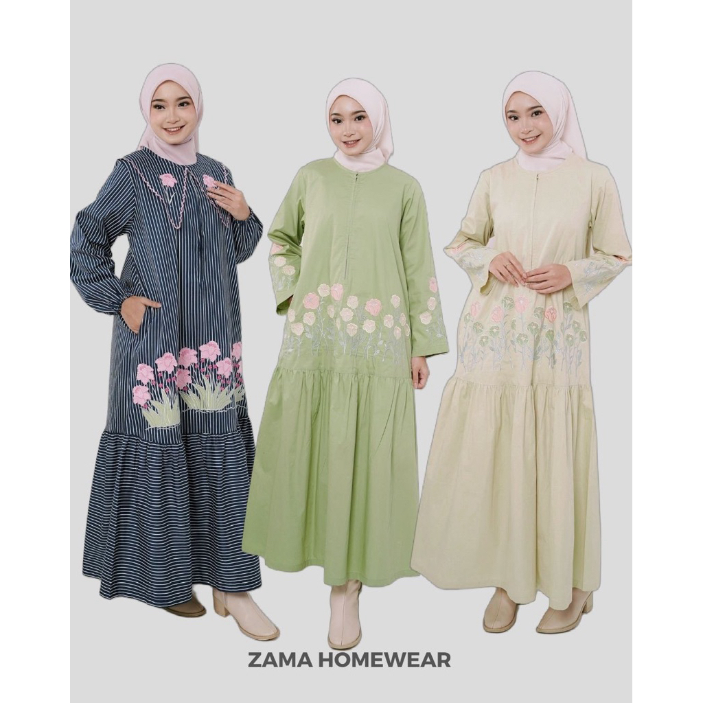 ZAMA | Daster Panjang Ruffle Bordir Khas Malang