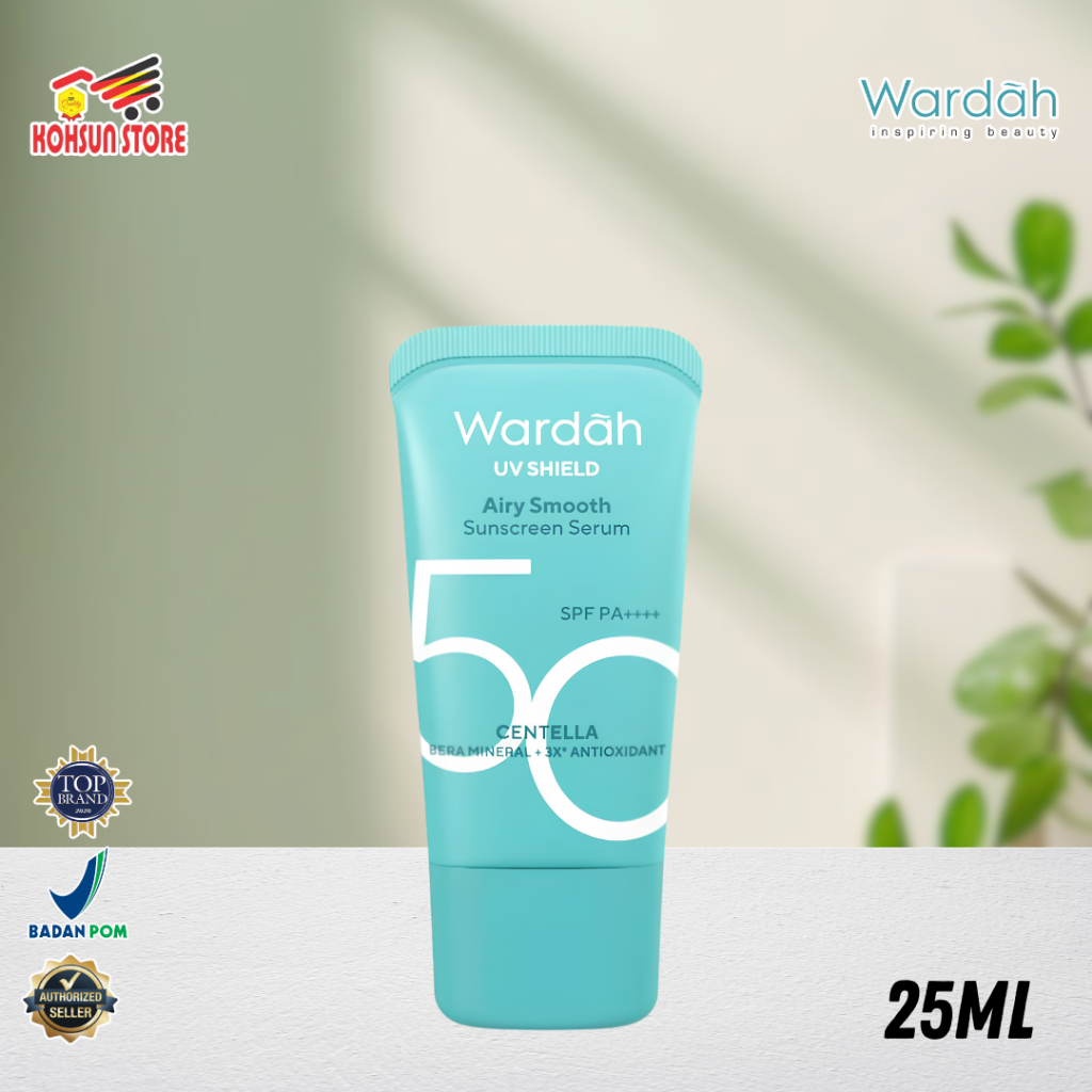 Wardah Sunscreen UV Shield Airy Smooth Serum SPF 50 PA++++ 25ml Sunscreen Wajah - Meredakan Jerawat,