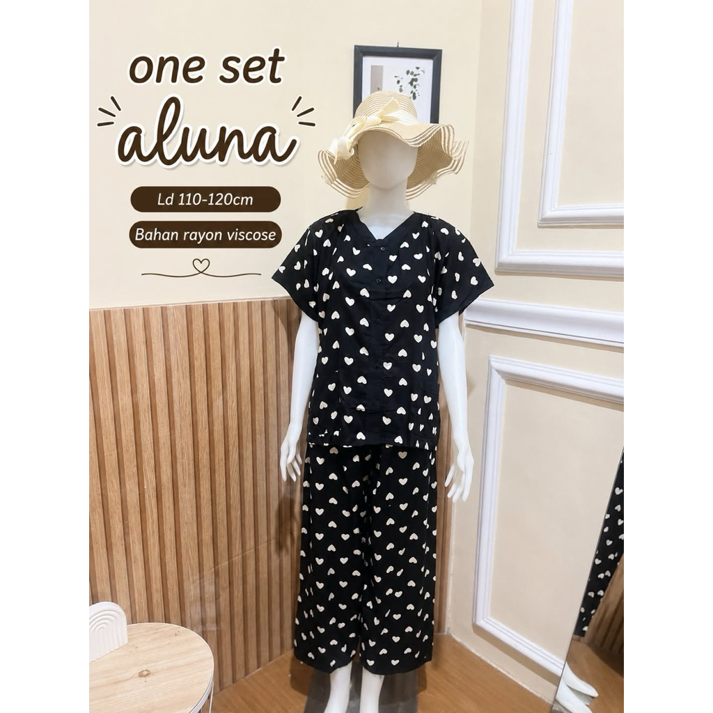 ONE SET RAYON ALUNA / ONE SET PREMIUM RAYON / PIYAMA LENGAN PENDEK