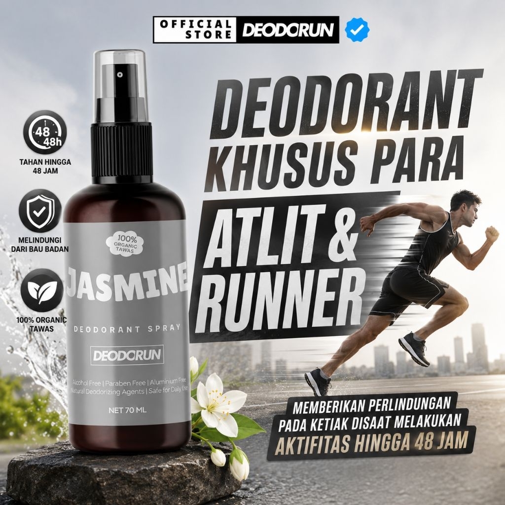 Deodorun - Deodoran Tawas Spray - Deodorant Spray Khusus Para Atlit dan Runner