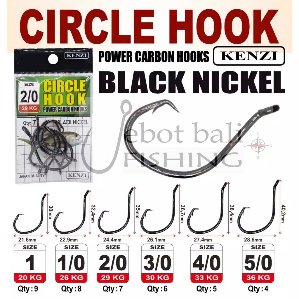 Circle Hook Kenzi - Mata Kail Pancing Kenzi Circle Black Nickle Lobang