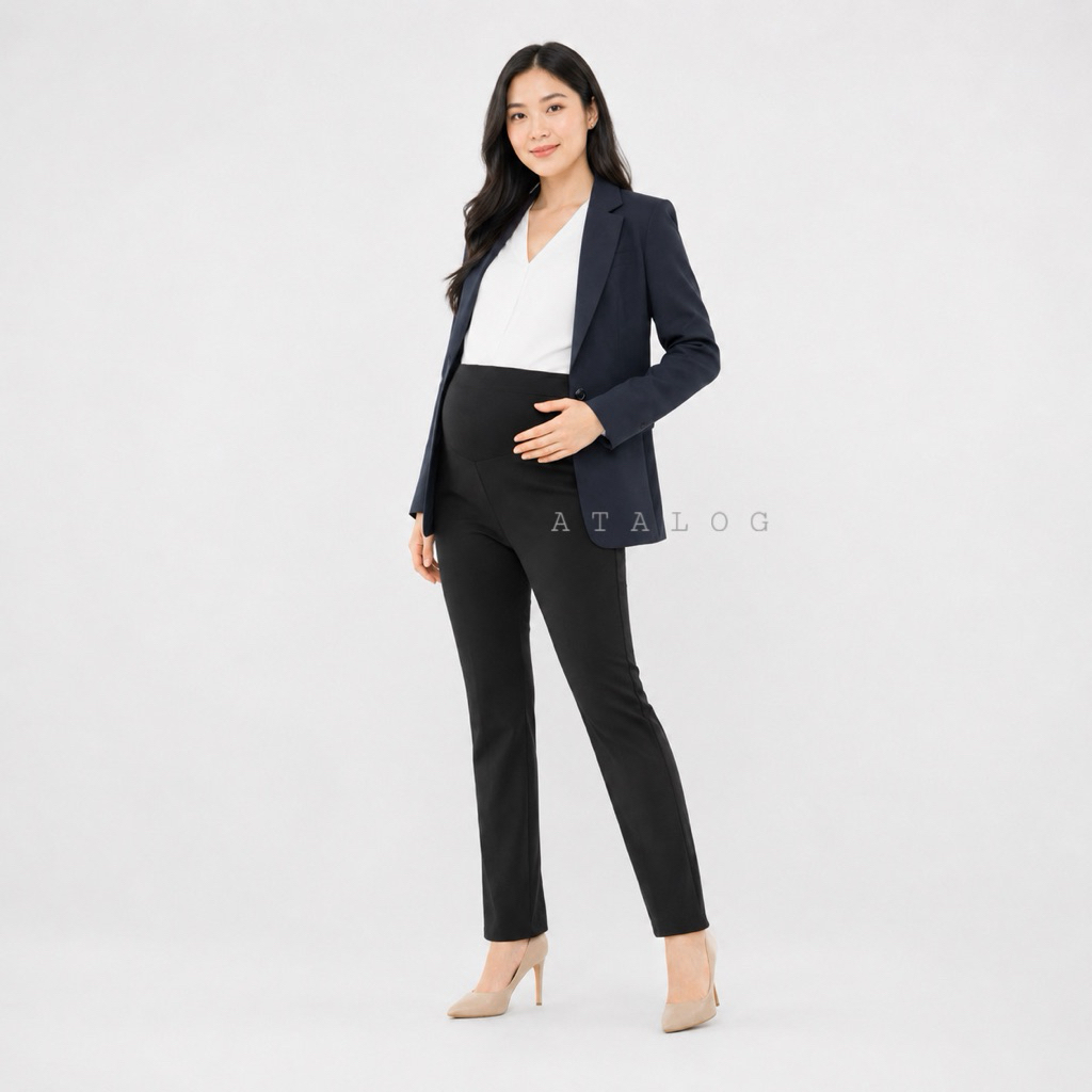 Atalog - Celana Kerja Kantor Wanita Hamil Slimfit Bahan Strech