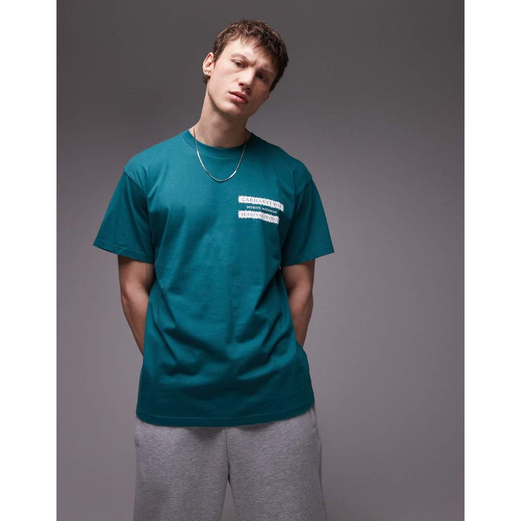 CARHART WIP DELI DETROIT S/S SCRIPT GREEN T SHIRT (M-L)