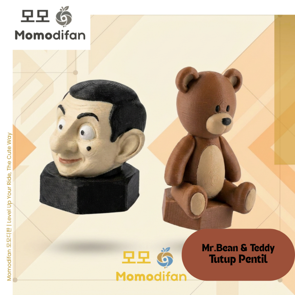 Tutup Pentil 1Pcs Ban Motor Mobil Karakter Mr Bean Teddy Aksesoris Variasi Unik Custom Keren Murah B