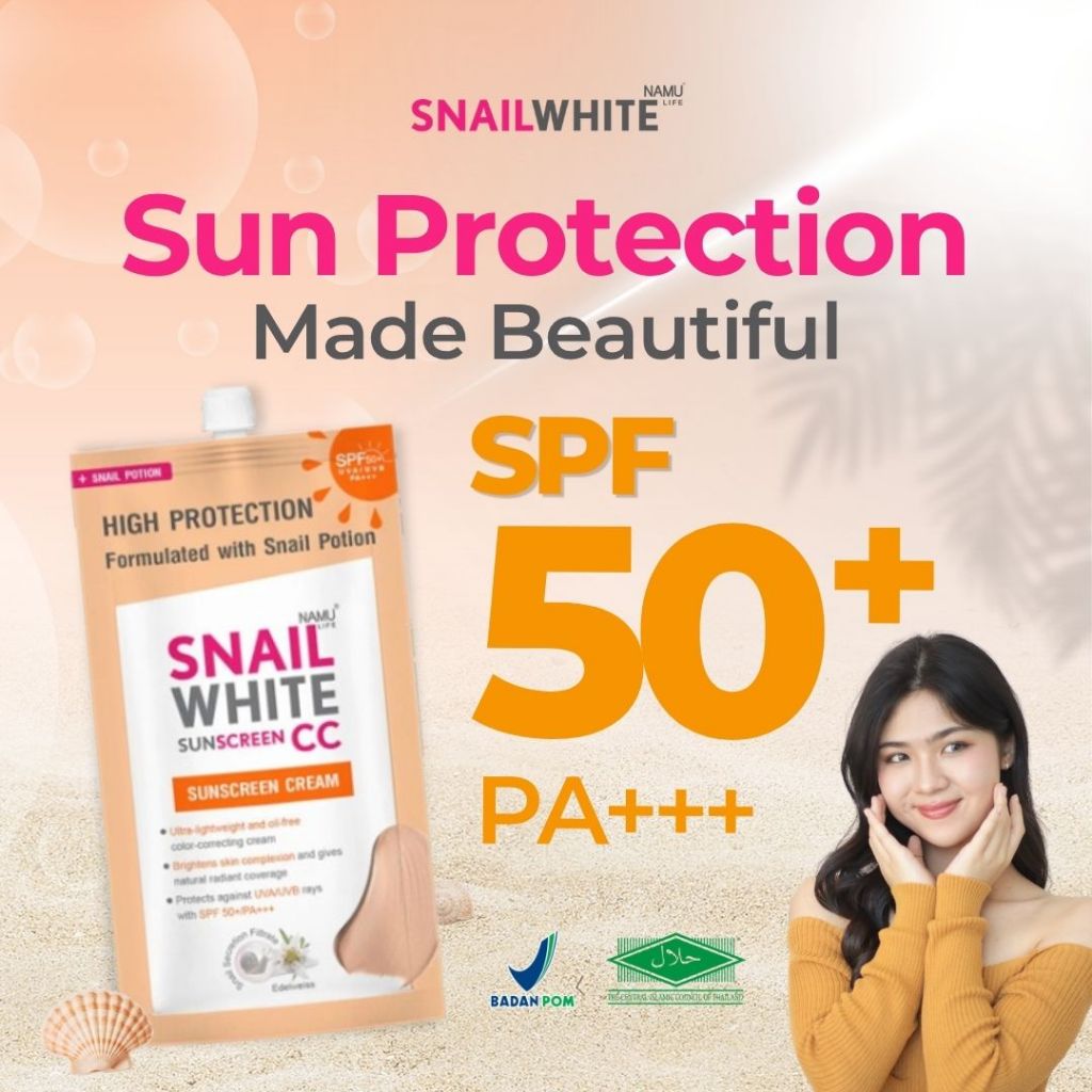 Snailwhite - Sunscreen CC Cream Whitening Sachet Thailand Perlindungan Sinar Matahari With Snail Pot