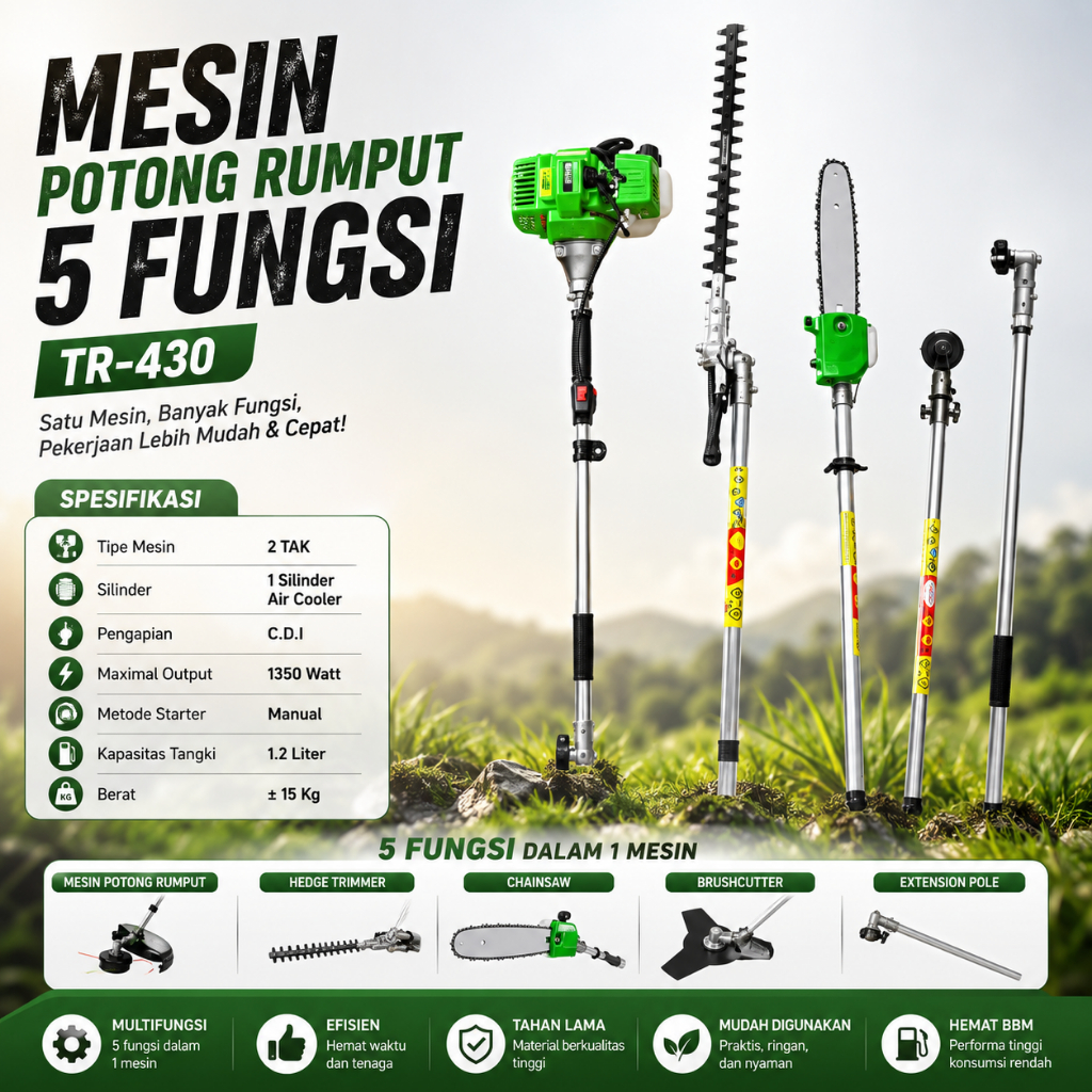 MESIN POTONG RUMPUT (MOTOYAMA) TR430 "5 FUNGSI"