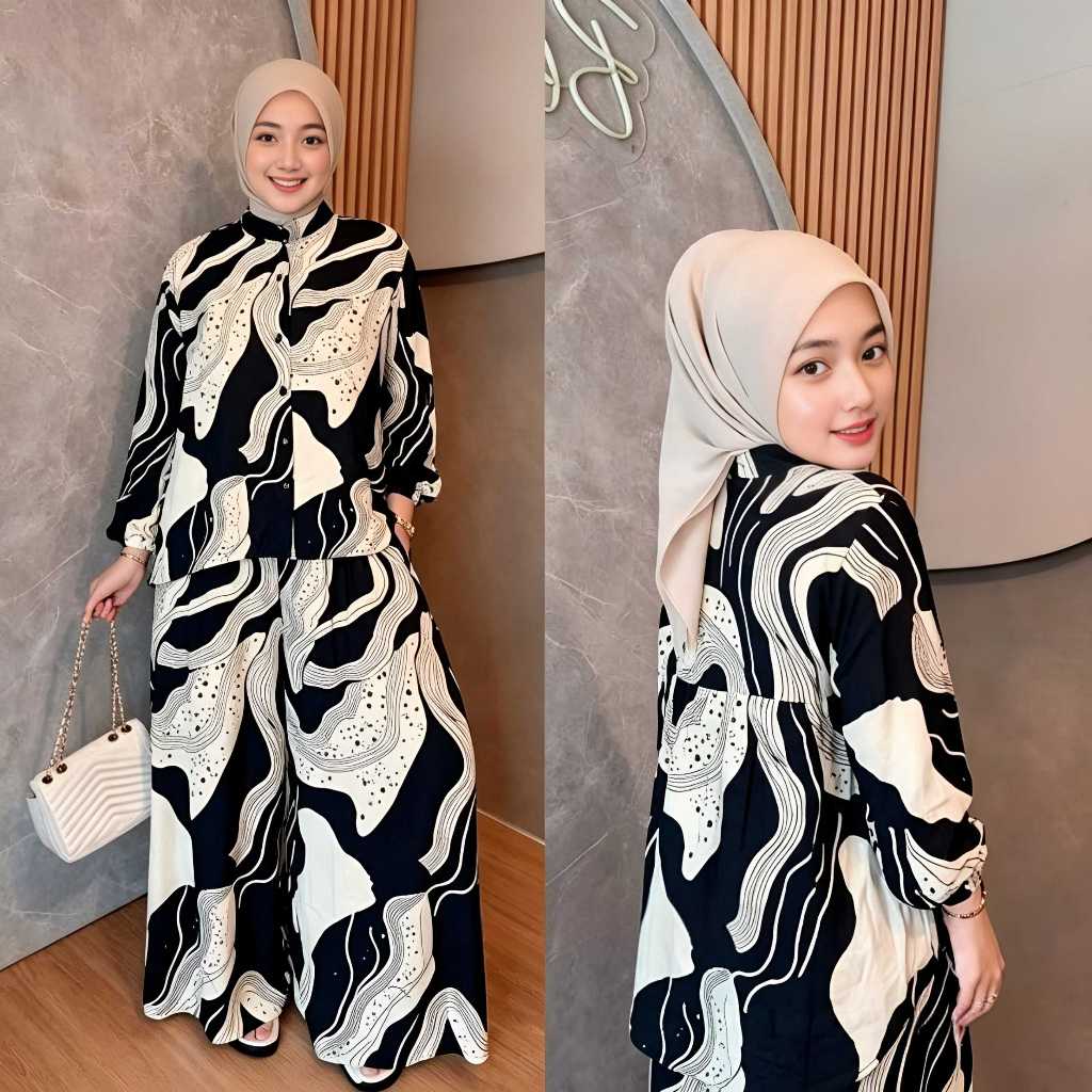 Setelan Premium Celana Panjang Rayon Lengan 7/8 Kekinian