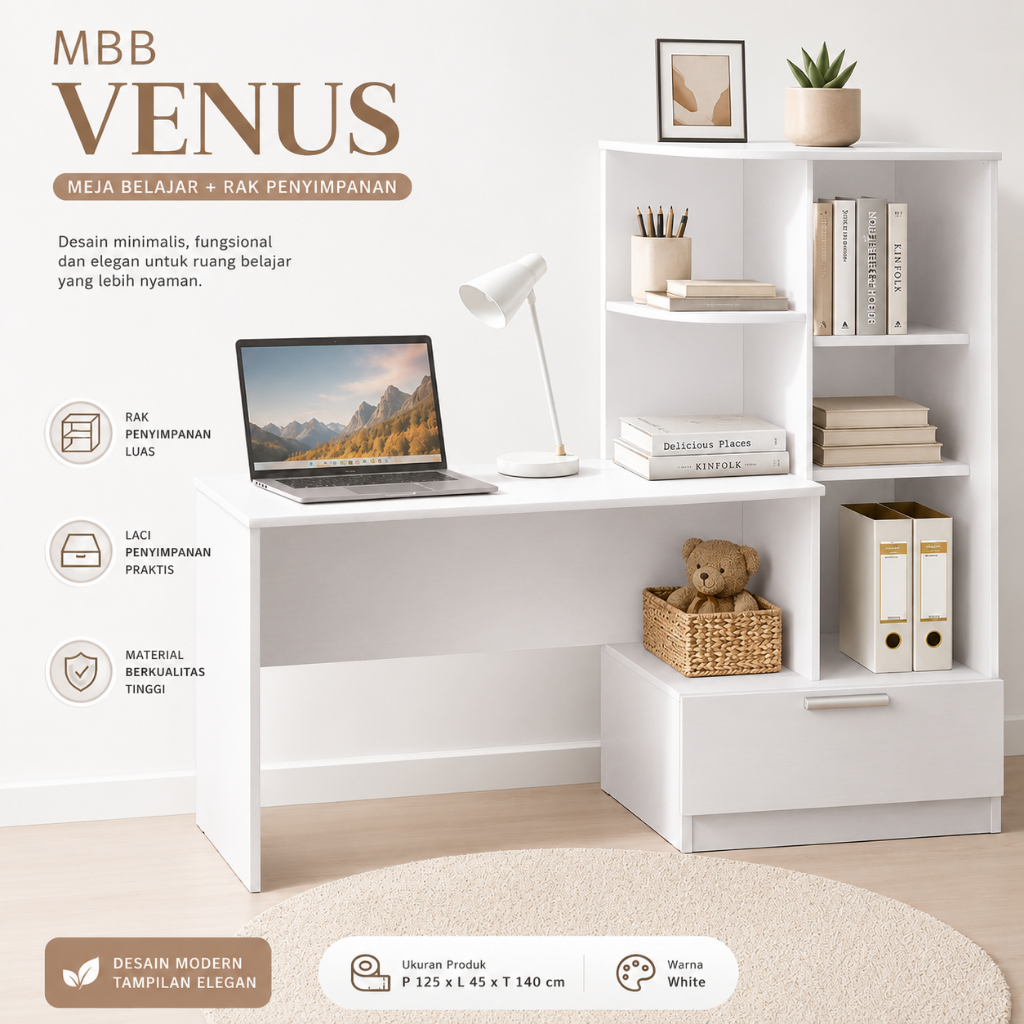 RF - MEJA BELAJAR MINIMALIS ESTETIK - MBB VENUS