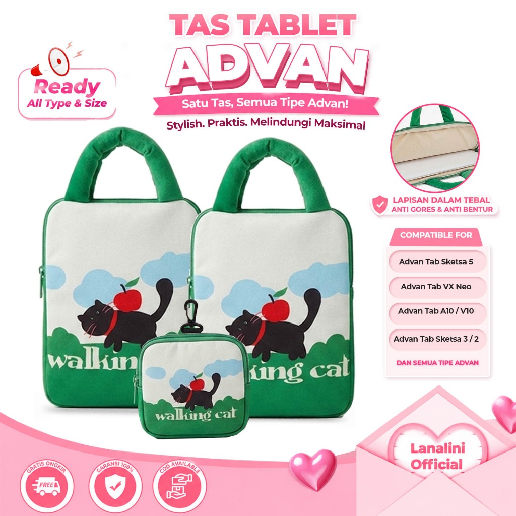 Tas Tablet Jinjing Sleeve Case ADVAN Tab Sketsa 5 3 2 1 A10 A8 Xtab VX Belajar Plus Elite 7 X7 Pro 1