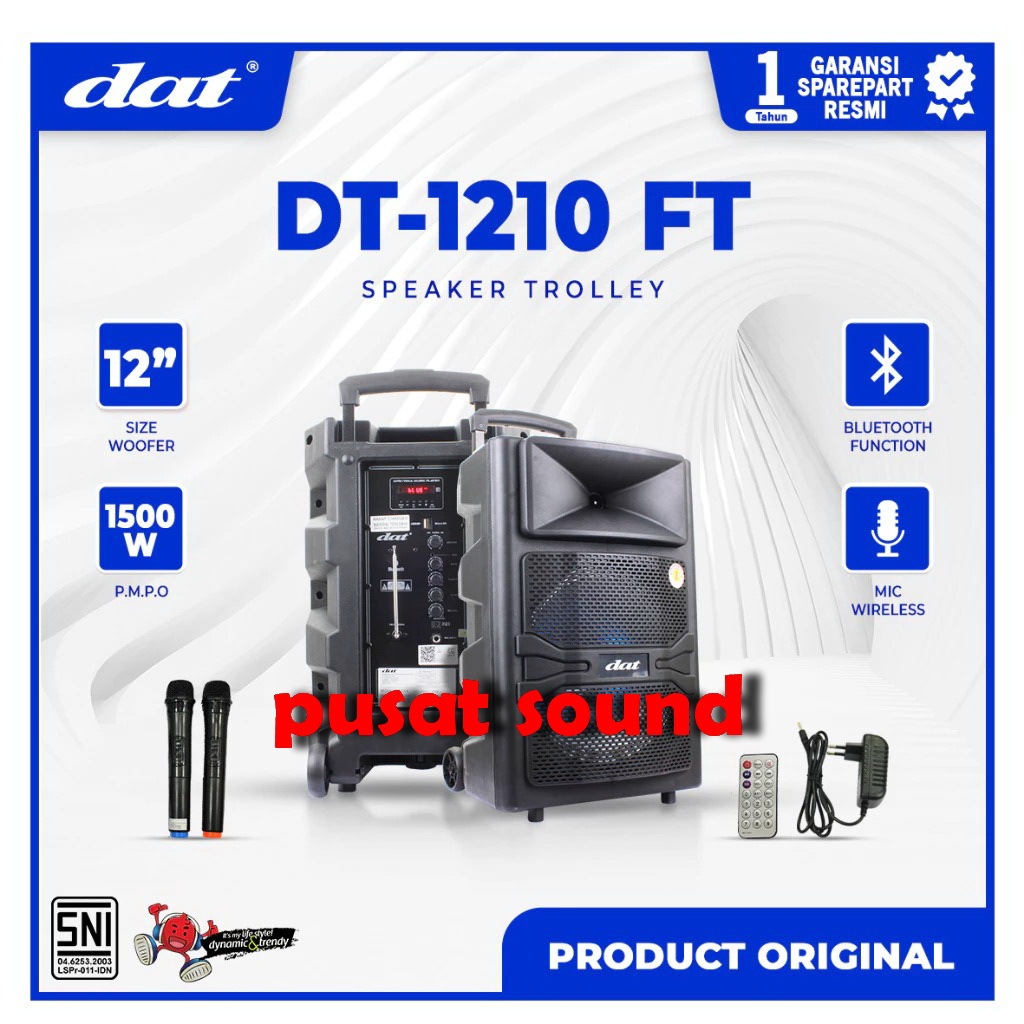 SPEAKER PORTABEL WIRELESS DAT DT1210TF DAT DT1210 FT DAT DT 1210FT NEW MODEL MIC CAS
