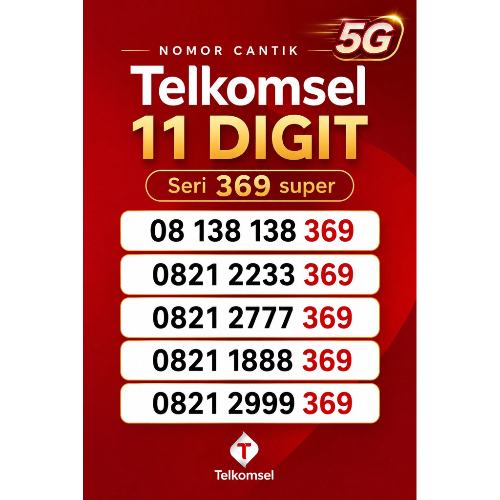 Nomor Cantik Telkomsel 11 DIGIT ujung 369  super