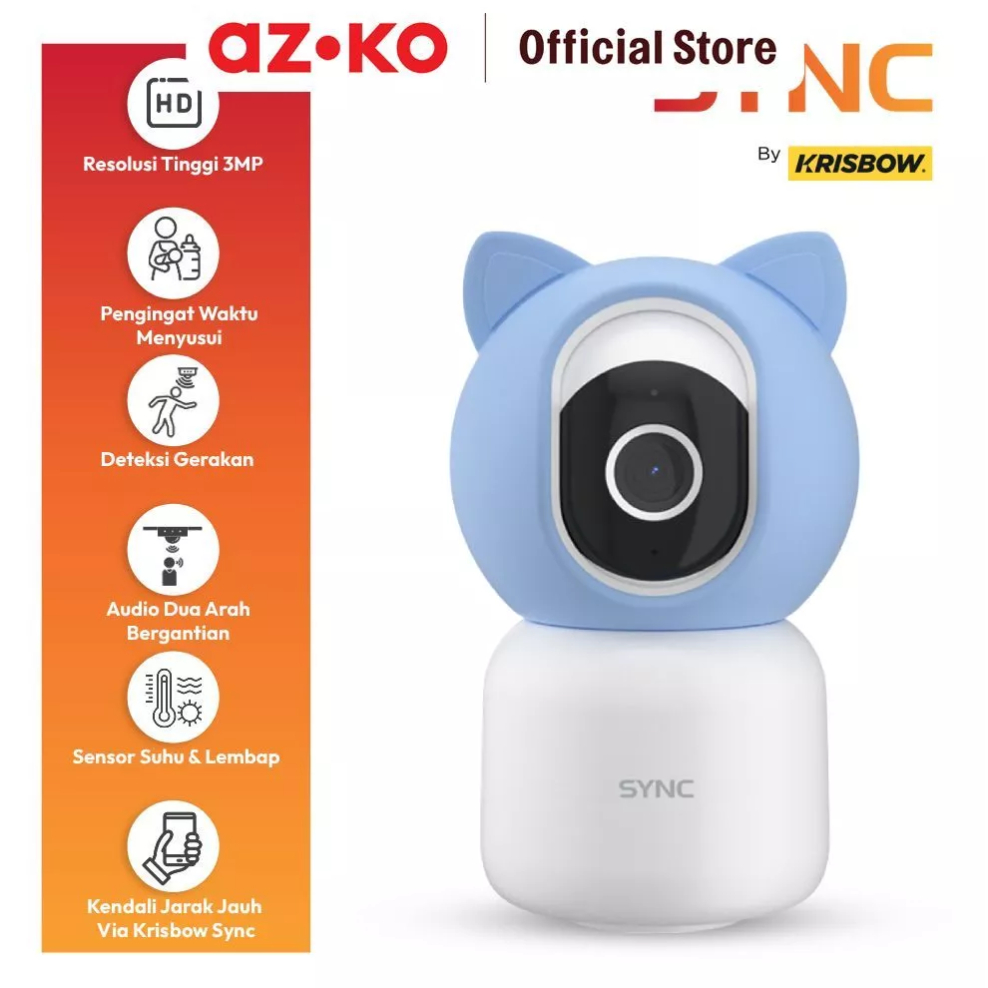 KRISBOW Sync Smart Ip Camera Bayi Wifi 3Mp Baby / Baby Monitor Cam Cctv Camera Tanpa Kabel Mini Keci