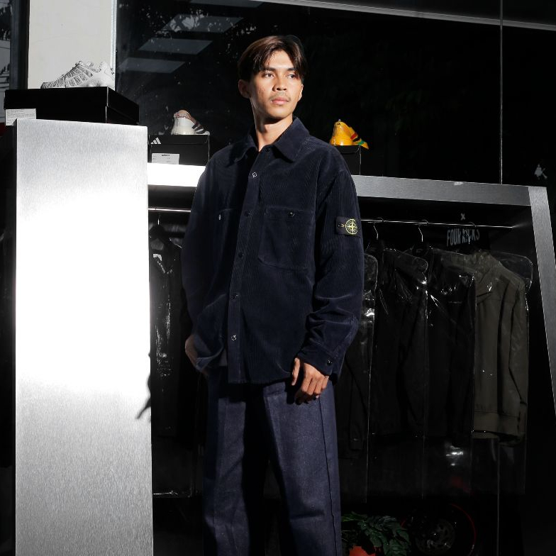 Stone Island Overshirt Corduroy Patch Pocket Shirt Navy K2S151200012S0212 - 100% ORIGINAL
