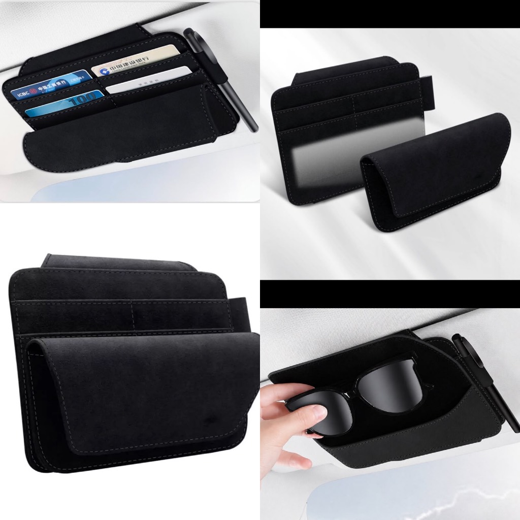Car Sunvisor Organizer SUPER PREMIUM Bahan KULIT/Gantungan Mobil Strap Penutup Magnet/Tempat Kartu/E