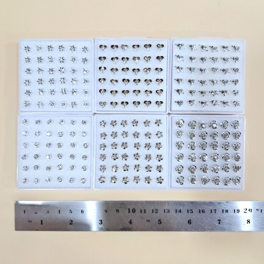 Anting Putih Permata Satu Giwang Per Box Ssn Grosir