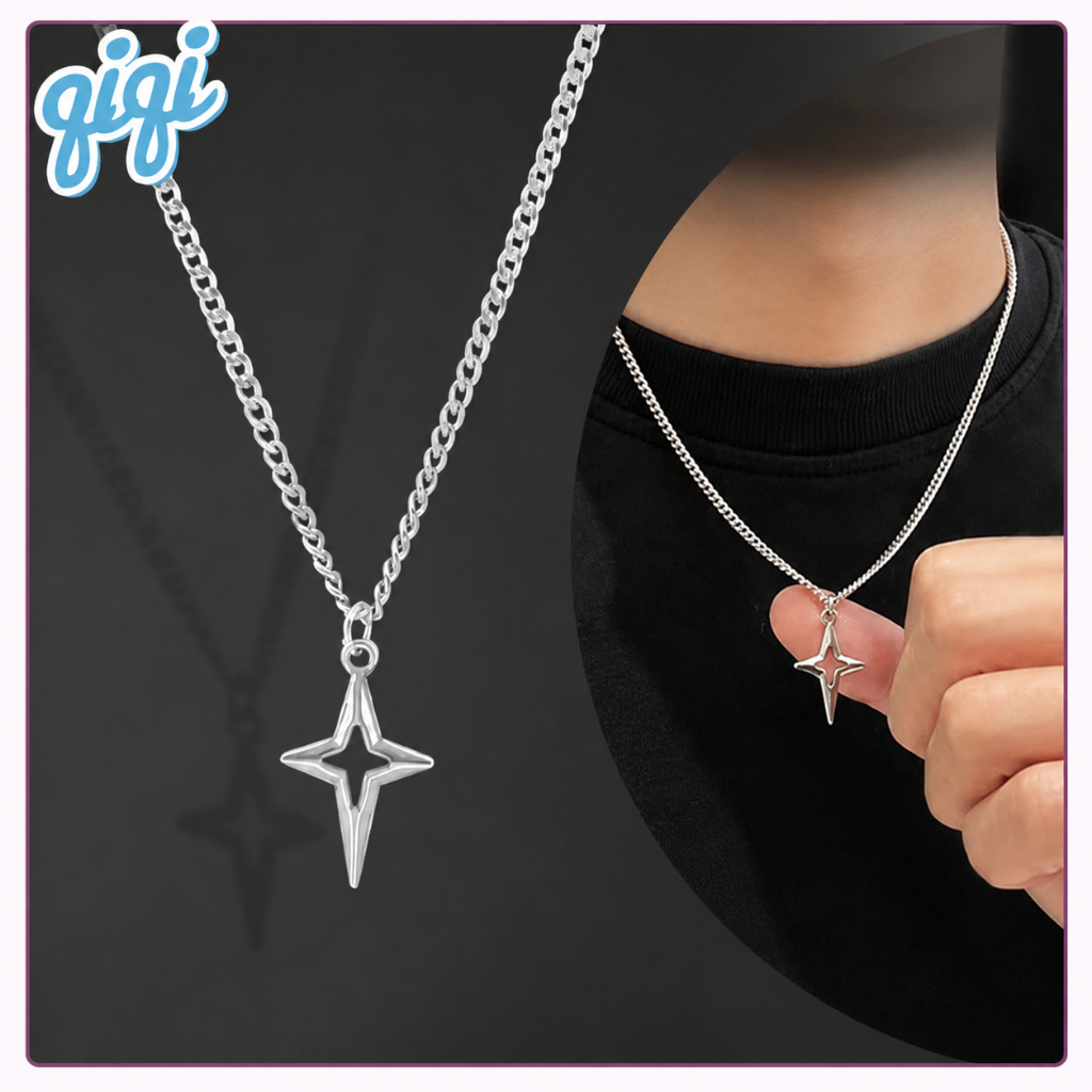 Kalung Titanium Pria Model Bintang Terbaru Anti Karat AR Titanium Kalung Star