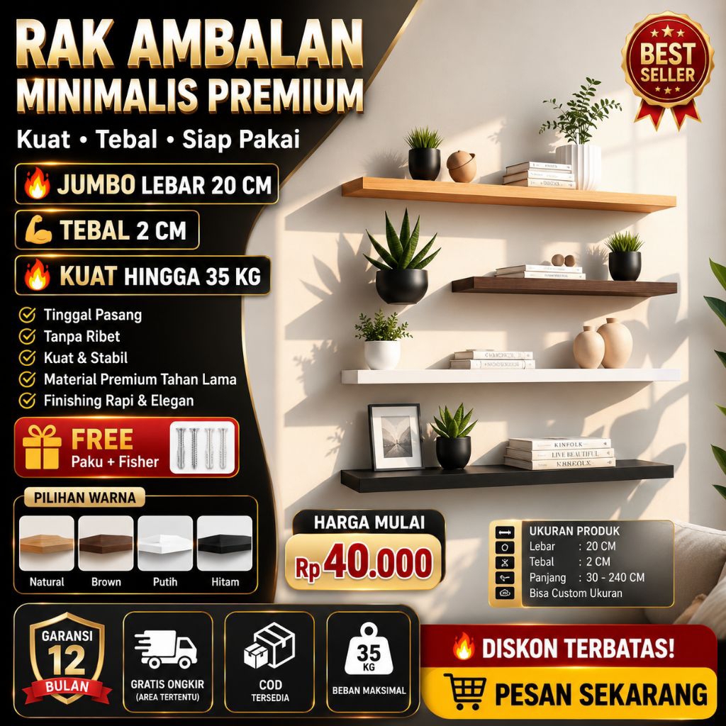 Rak Ambalan dinding aesthetic rak Dapur