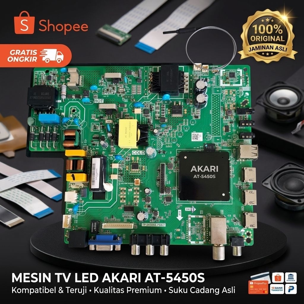 Suku Cadang Mesin TV LED Akari AT-5450S Hijau, Kualitas Premium, Kompatibel, Asli