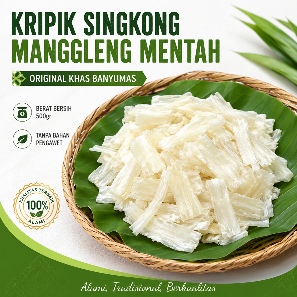 Keripik Singkong Manggleng Mentah 500gr Original Khas Banyumas Siap Goreng