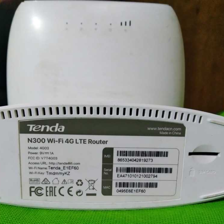 Tenda N300 Wi-Fi 4G LTE Router SEKEN Model 4G03, FCC ID Gsm 4G