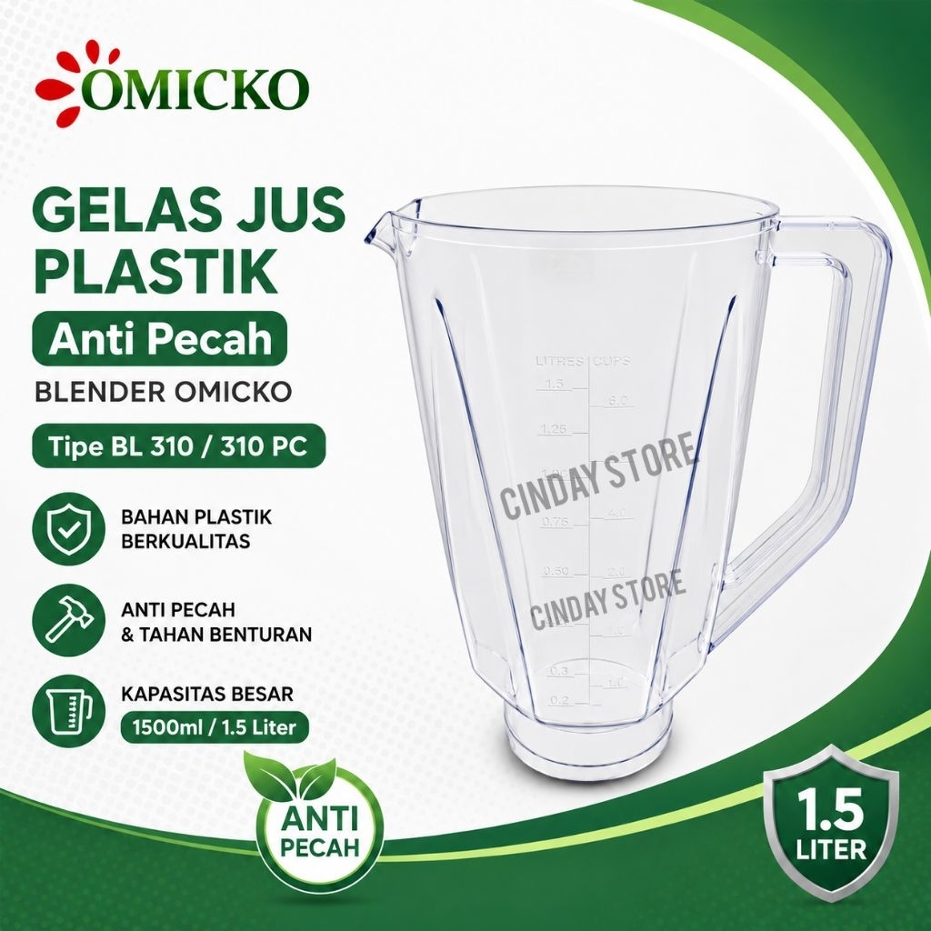 GELAS JUS BLENDER OMICKO BL 310 / 310 PC ANTI PECAH GELAS JUS PLASTIK OMICKO 1.5L