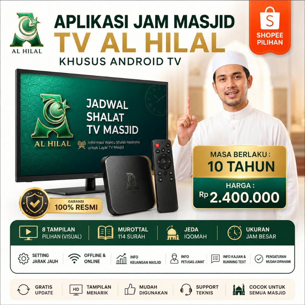 Aplikasi Jam Masjid TV Al Hilal Khusus Android TV Jadwal Shalat TV Masjid