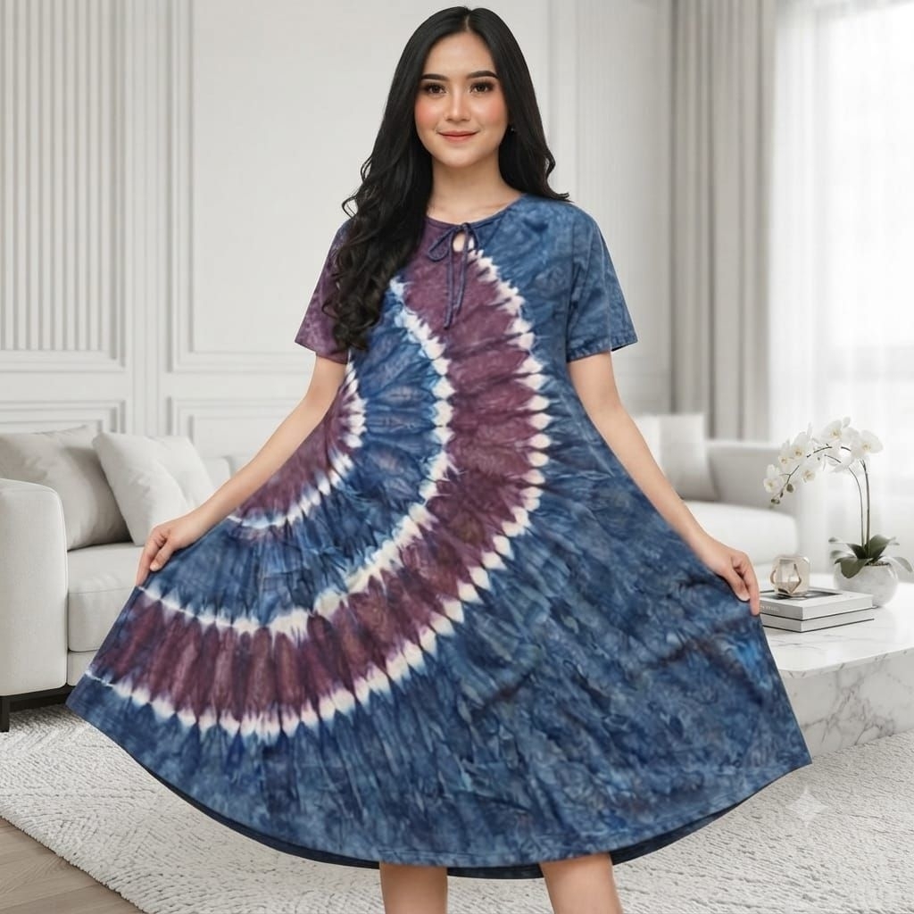 Daster Kaos Jumbo Model Klok Payung Lebar Samping Kanan Kiri Lingkar Dada 120 cm Dada Tali Depan Baj