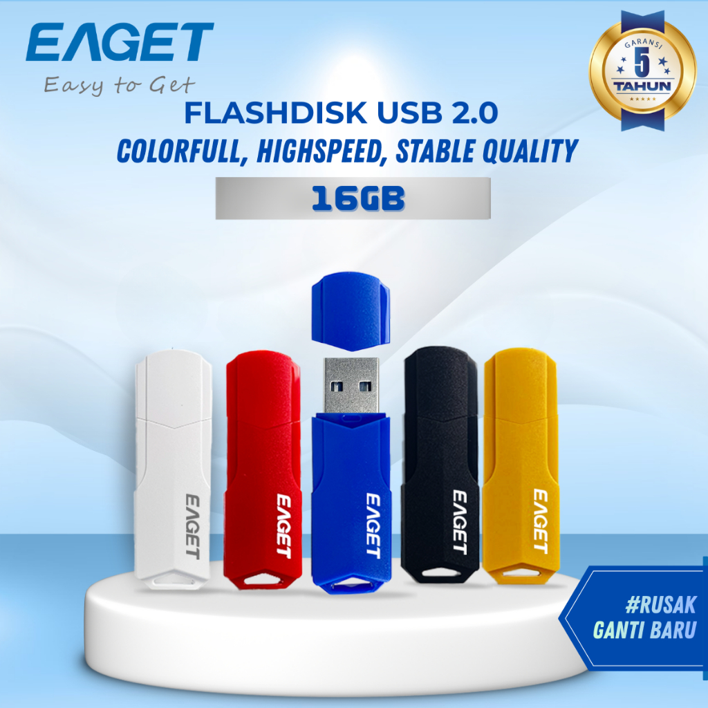 [GROSIR] EAGET Flashdisk 16GB Flashdrive USB2.0 Grosir Murah MIN 5pcs F5 Full Colour Garansi 5 Tahun