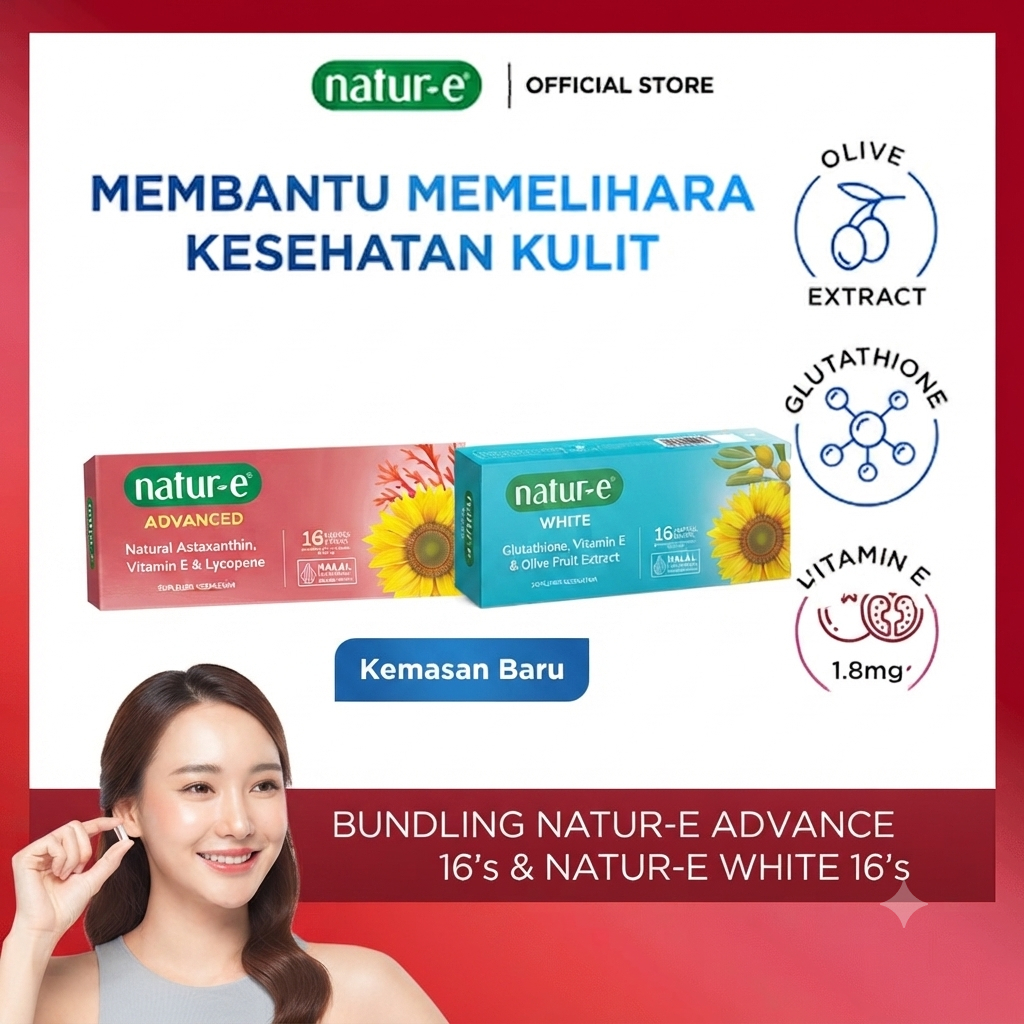 [PAKET HEMAT] Natur-E Paket Soft Capsule - White & Advanced 16s/32s - Suplemen Kecantikan Dengan Vit