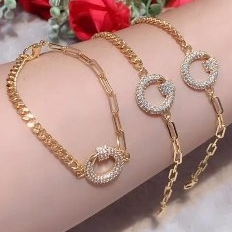 Gelang Tembaga Rantai Paku kualitas premium anti karat anti hitam tidak mudah luntur 1041