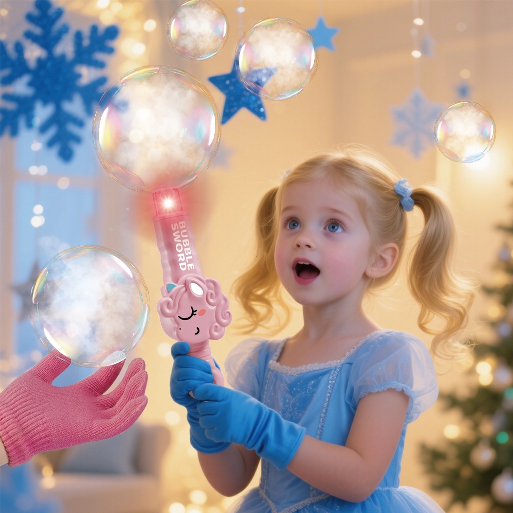 FUNTOY Mainan Elektrik Bubble Gun LED Smoke Bubble  Bisa Dipegang Isi Ulang