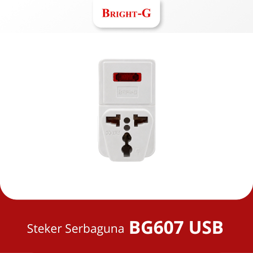 BRIGHT-G Steker USB BG 607USB One Pro Konverter Steker USB Multi Fungsi + Lampu