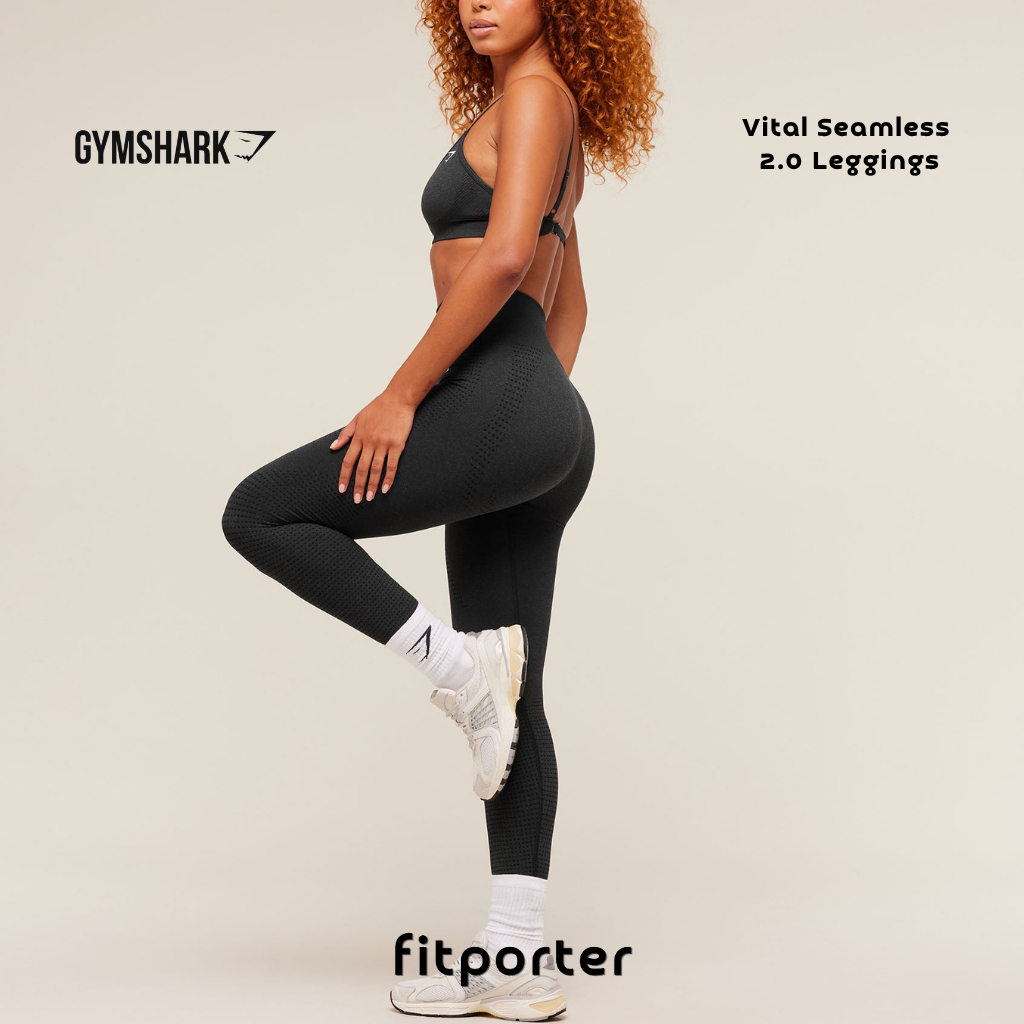 (FITPORTER) Gymshark Women | Vital Seamless 2.0 Leggings | Black Marl | 100% Authentic Gym Athletic 