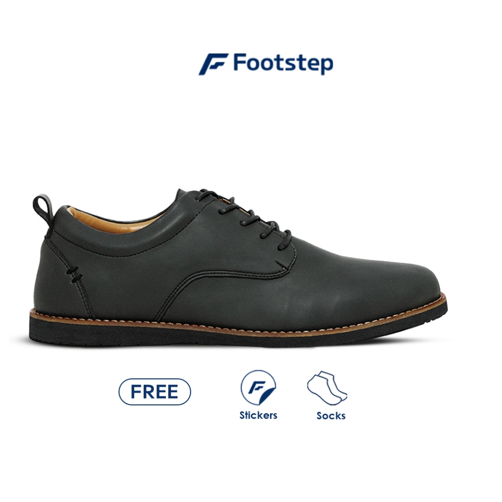 Sepatu Casual Pria Derby Footstep Footwear Alaska Black