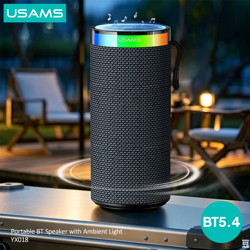 USAMS YX018 Speaker Bluetooth Portable RGB Ambient Light BT5.4 Wireless Speaker