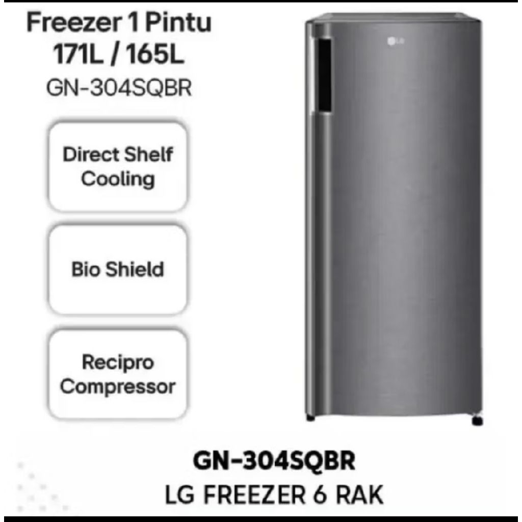 freezer LG 6 rak GN-304 SQBR freezer es batu LG 6 rak