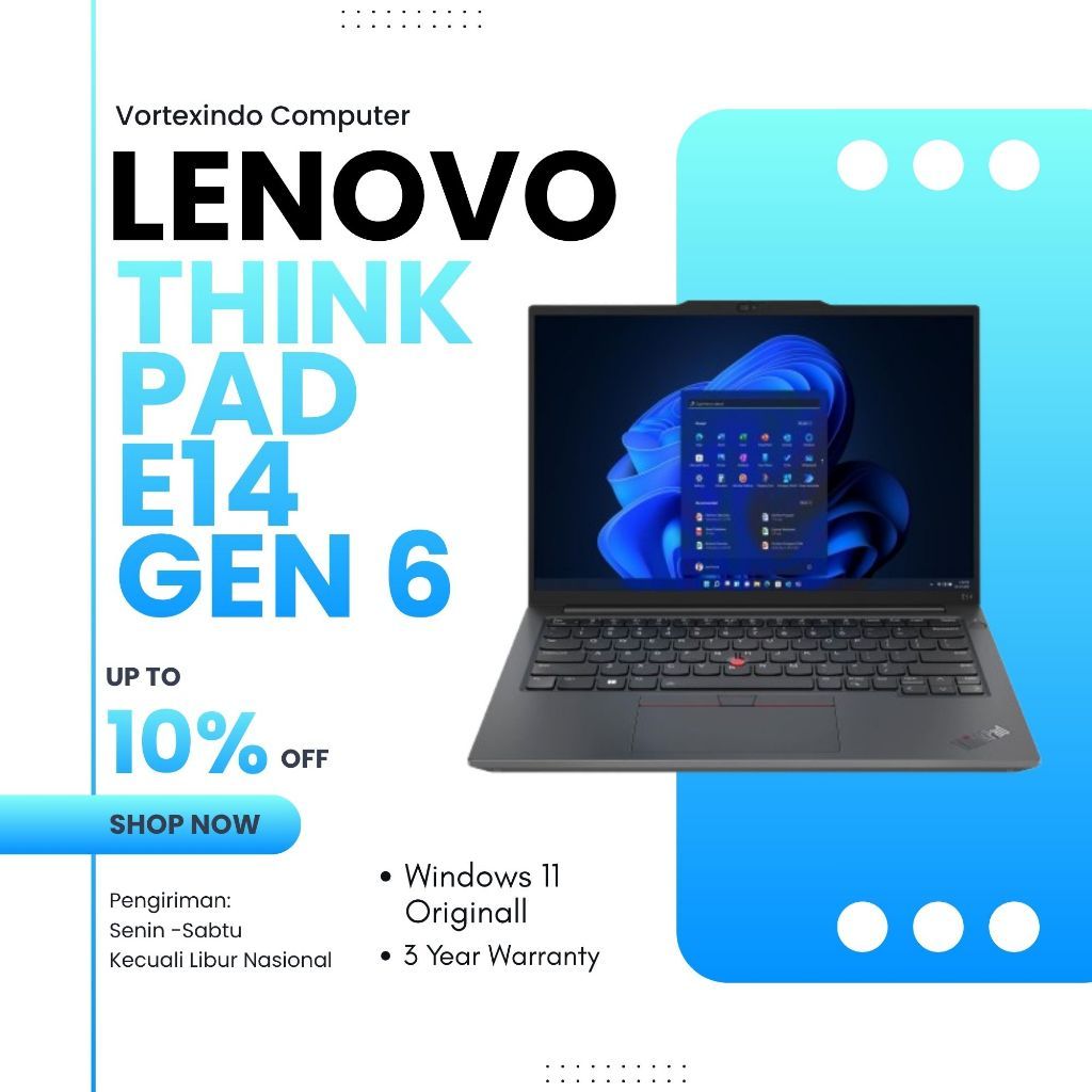 Lenovo ThinkPad E14 Gen 6 Ryzen 7 7735U 16GB 1TB SSD Windows 11 Pro 14" WUXGA 3Y Premier Support