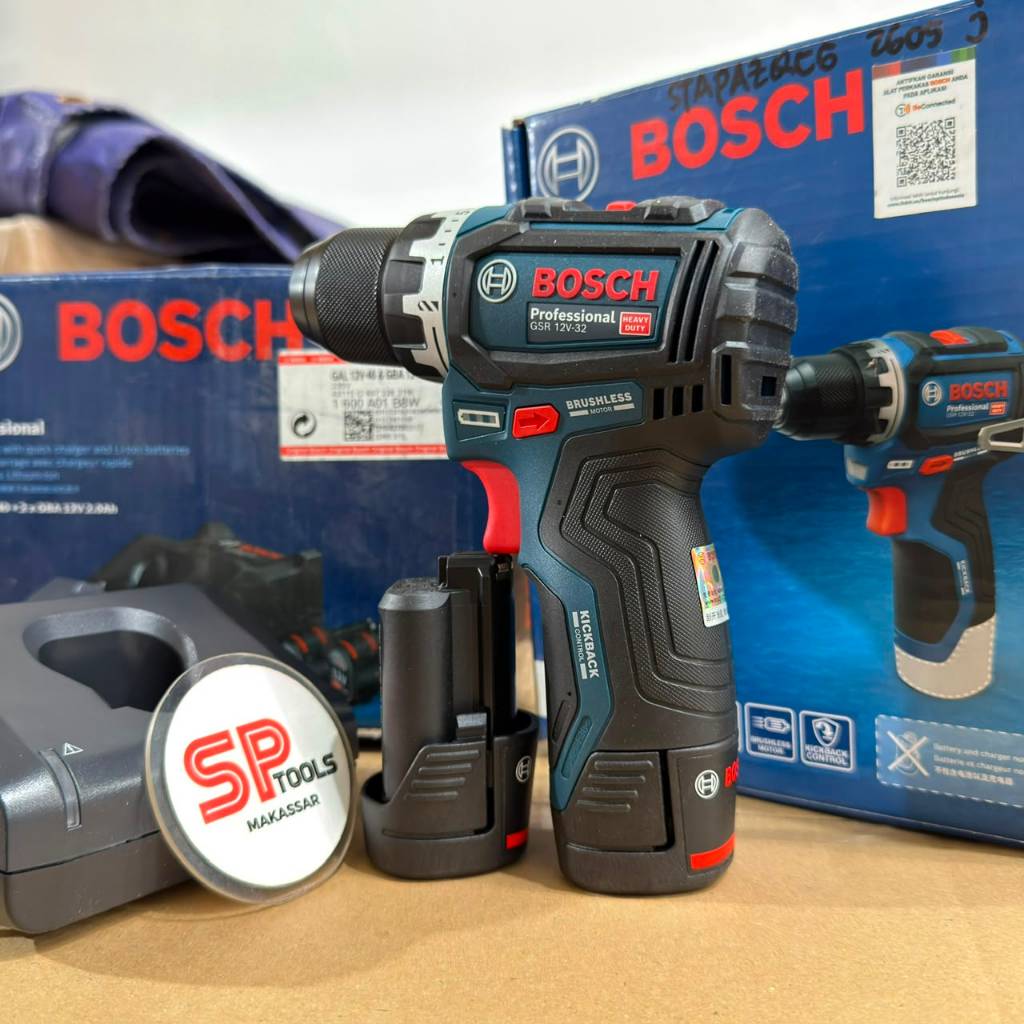 MESIN BOR BATERAI BATTERY CAS CORDLESS DRILL 12V BRUSHLESS POWERFULL BOSCH GSR12V-32 / GSR 12V-32