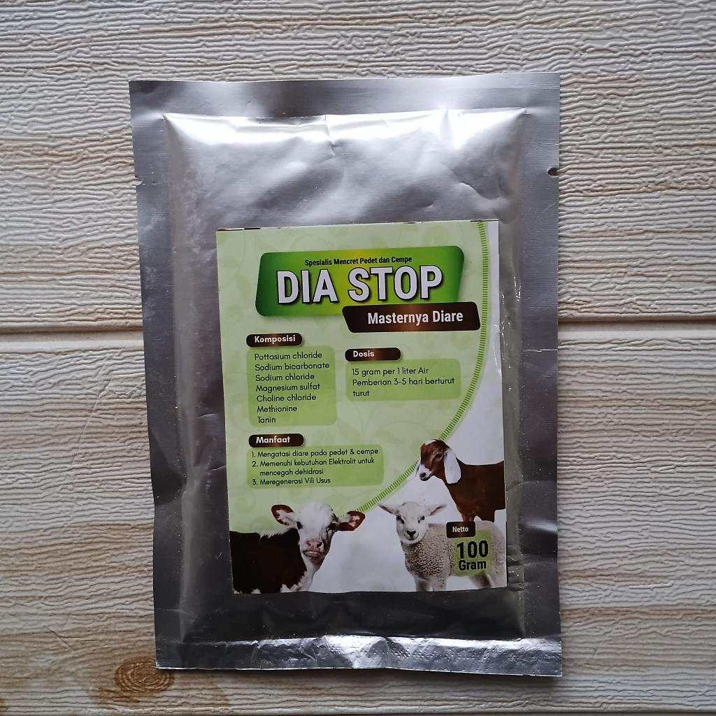 Dia Stop 100gr - Obat Diare Mencret Serbuk untuk Sapi Kambing Domba Pedet Cempe Ampuh dan Aman